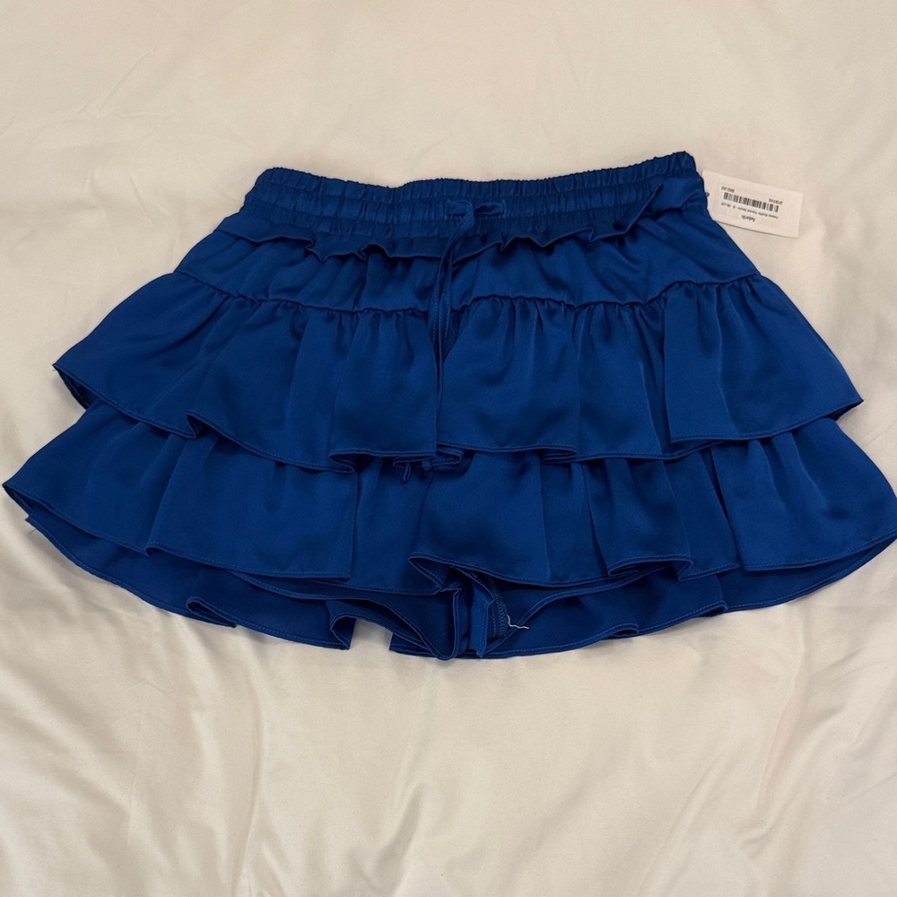 Blue Ruffled Mini Skort